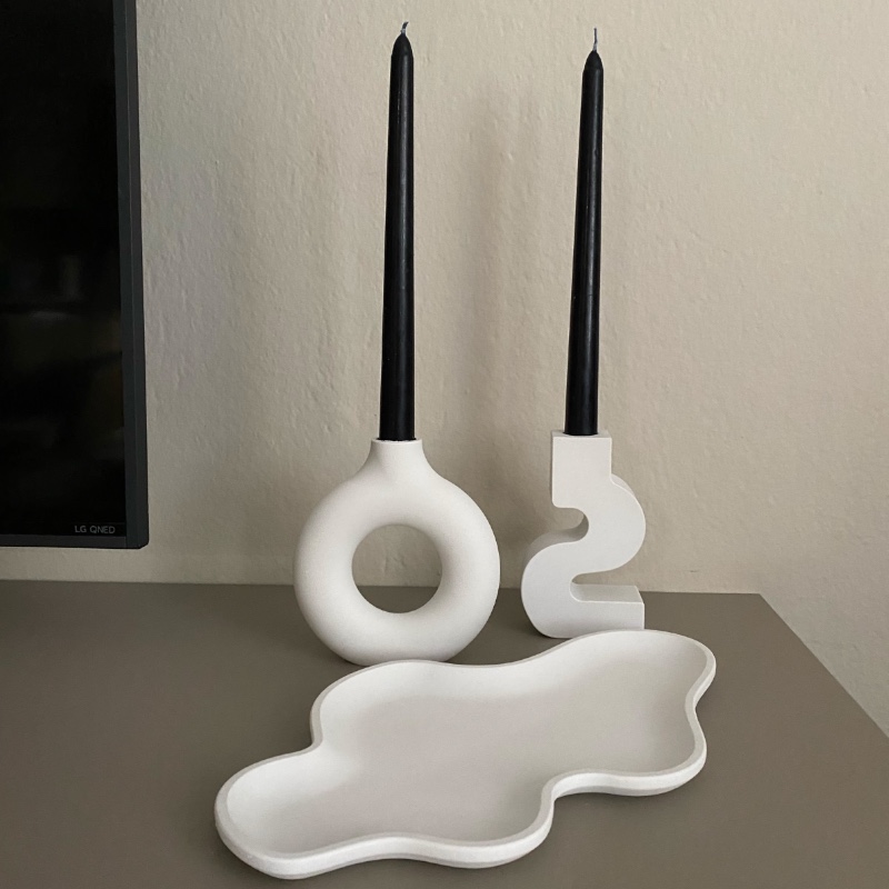 Κηροπήγια Λευκά Double Aria - Image 2