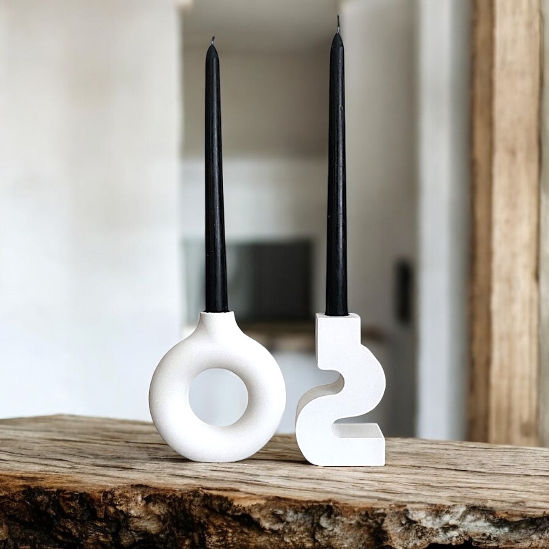 Κηροπήγια Λευκά Double Aria - Image 3