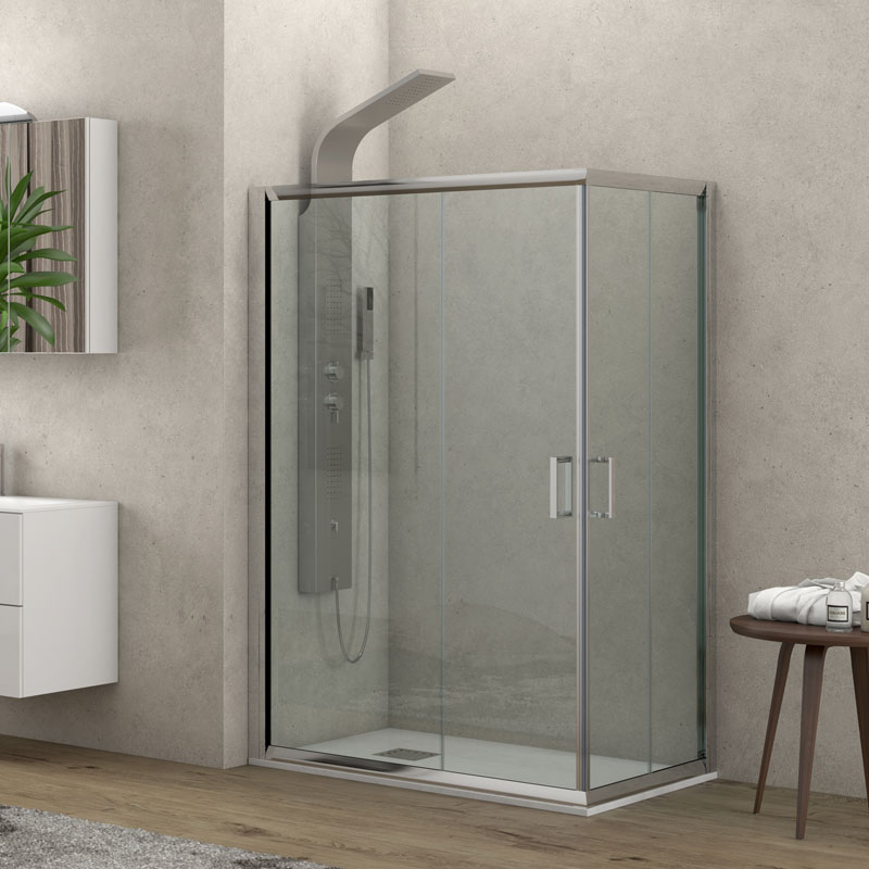 Καμπίνα τετράγωνη με διάφανο κρύσταλλο NEW FLORA 100 Cromo KARAG 180cm