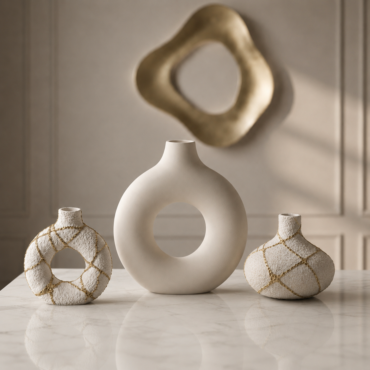 Σετ Βάζα - Ανάγλυφο Kintsugi beige - Image 8