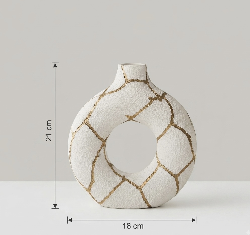 Ανάγλυφο Βάζο - Orin Kintsugi white - Image 2