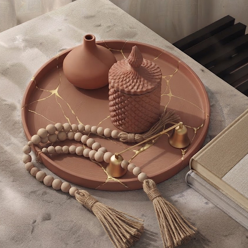 Δίσκος - kintsugi Terracotta burnt - Image 3