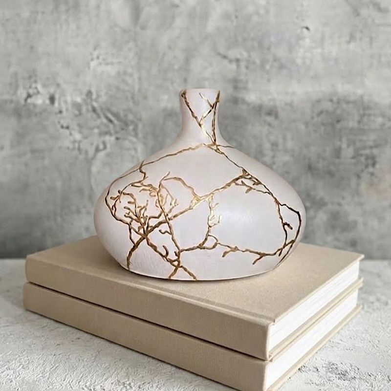 Διακοσμητικό Βάζο - Opal kintsugi - White