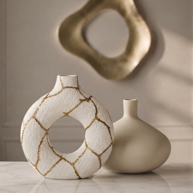 Ανάγλυφο Βάζο - Orin Kintsugi white - Image 3
